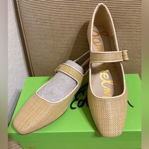 NWT Sam Edelman Raffia Michaela Mary Jane Flats - Size 8